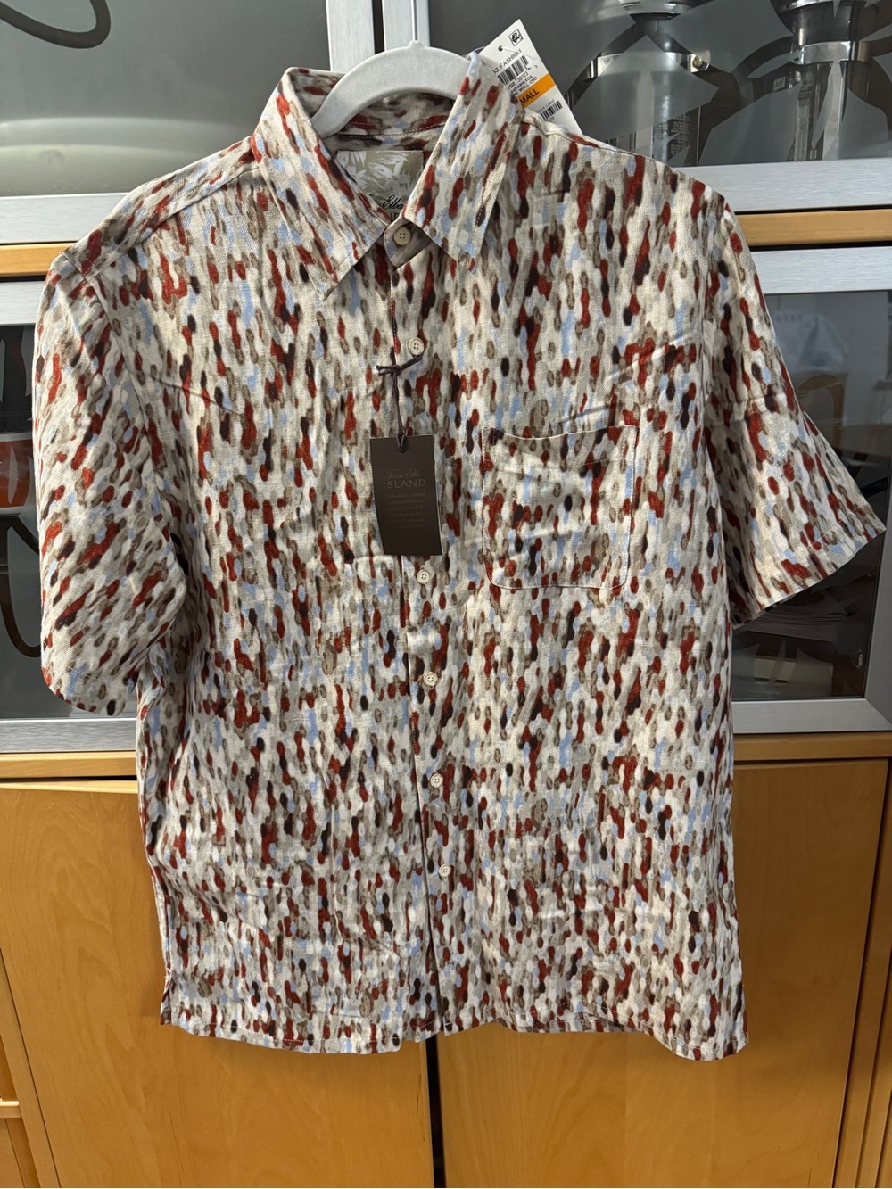 Tasso Elba Island Silk Linen Shirt Men S Abstract Tropical NWT $55
